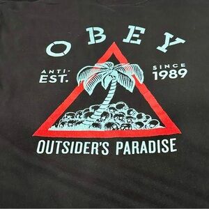 Obey Outsiders Paradise Black Bold Graphic Tee Shirt Sk8r Mall Rat Grunge Street